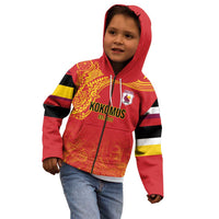 Queensland Papua New Guinea Custom Kid Hoodie All Red Pacific PNG Tribal Style LT9 - Polynesian Pride