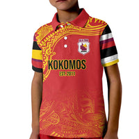 Queensland Papua New Guinea Custom Kid Polo Shirt All Red Pacific PNG Tribal Style LT9 Kid Red - Polynesian Pride