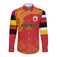 Queensland Papua New Guinea Custom Long Sleeve Button Shirt All Red Pacific PNG Tribal Style LT9 Unisex Red - Polynesian Pride