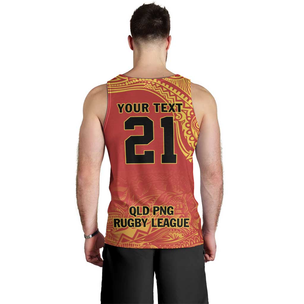 Queensland Papua New Guinea Custom Men Tank Top All Red Pacific PNG Tribal Style LT9 - Polynesian Pride