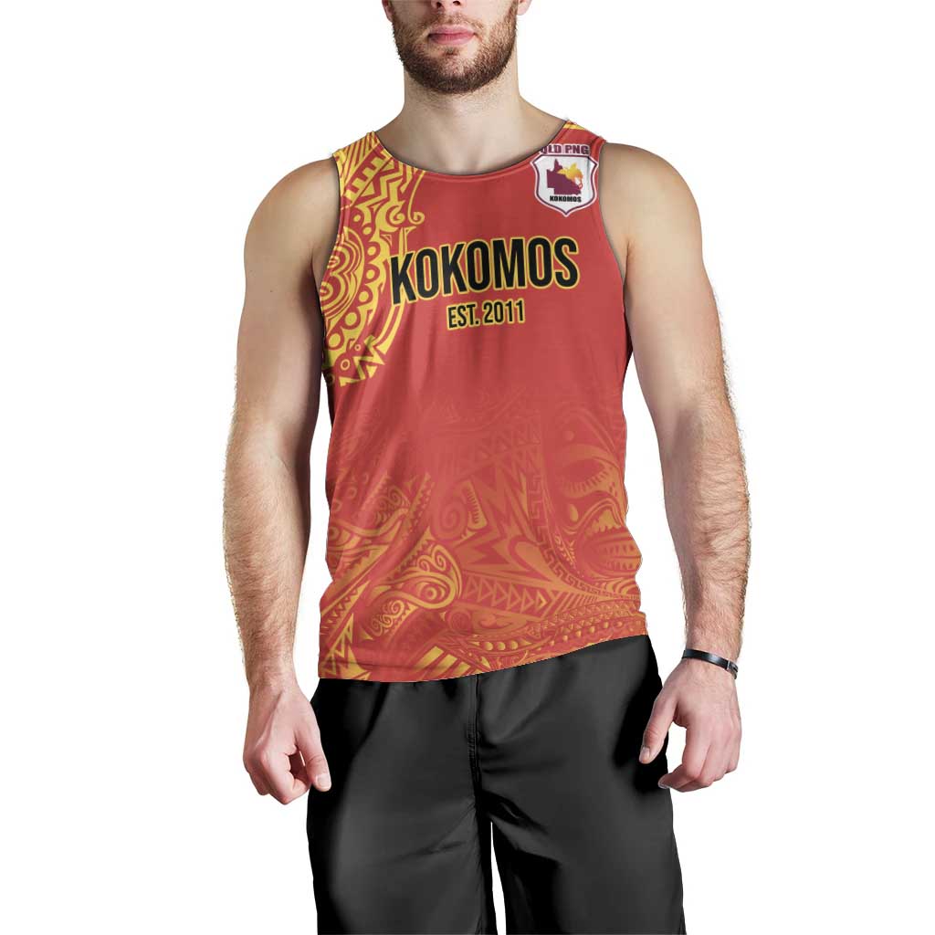 Queensland Papua New Guinea Custom Men Tank Top All Red Pacific PNG Tribal Style LT9 - Polynesian Pride