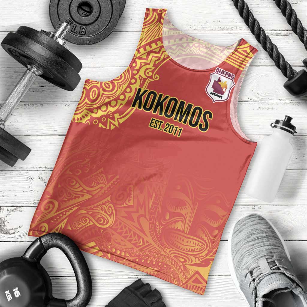 Queensland Papua New Guinea Custom Men Tank Top All Red Pacific PNG Tribal Style LT9 - Polynesian Pride
