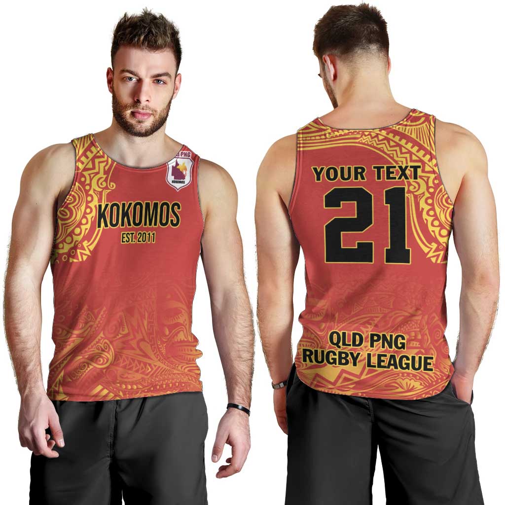 Queensland Papua New Guinea Custom Men Tank Top All Red Pacific PNG Tribal Style LT9 - Polynesian Pride