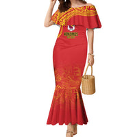 Queensland Papua New Guinea Custom Mermaid Dress All Red Pacific PNG Tribal Style LT9 Women Red - Polynesian Pride