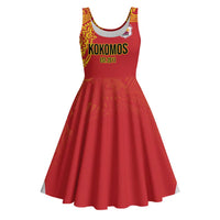 Queensland Papua New Guinea Custom Midi Dress All Red Pacific PNG Tribal Style LT9 Red - Polynesian Pride