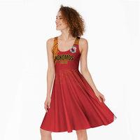 Queensland Papua New Guinea Custom Midi Dress All Red Pacific PNG Tribal Style LT9 - Polynesian Pride