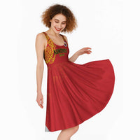 Queensland Papua New Guinea Custom Midi Dress All Red Pacific PNG Tribal Style LT9 - Polynesian Pride