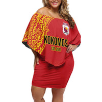 Queensland Papua New Guinea Custom Off Shoulder Short Dress All Red Pacific PNG Tribal Style LT9 Women Red - Polynesian Pride
