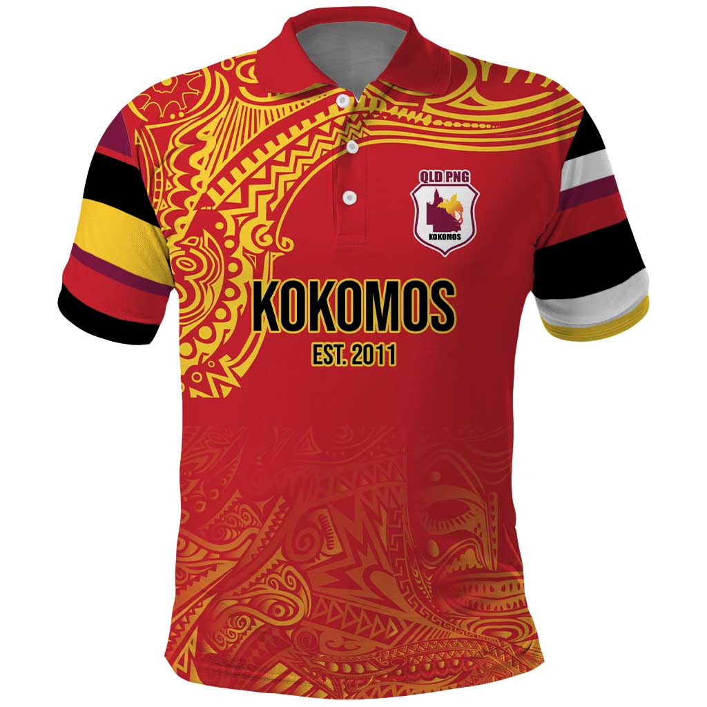 Queensland Papua New Guinea Custom Polo Shirt All Red Pacific PNG Tribal Style LT9 Red - Polynesian Pride