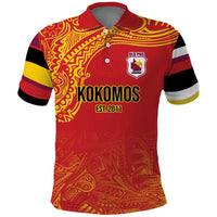Queensland Papua New Guinea Custom Polo Shirt All Red Pacific PNG Tribal Style LT9 Red - Polynesian Pride