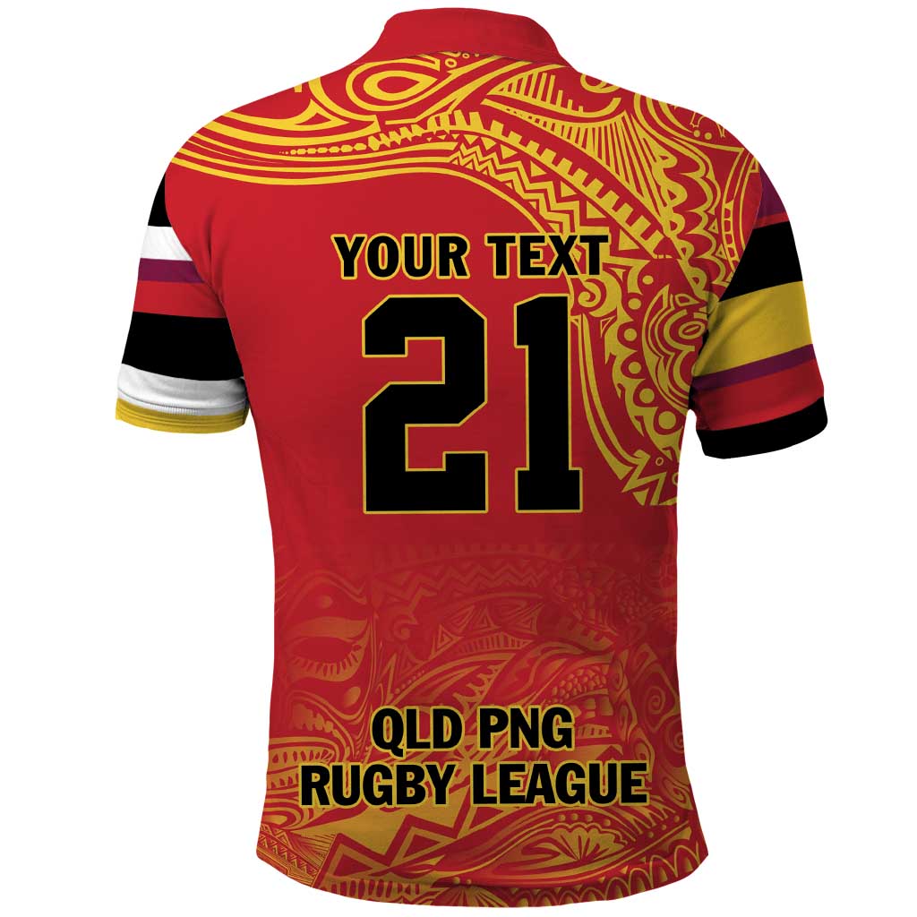 Queensland Papua New Guinea Custom Polo Shirt All Red Pacific PNG Tribal Style LT9 - Polynesian Pride