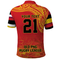 Queensland Papua New Guinea Custom Polo Shirt All Red Pacific PNG Tribal Style LT9 - Polynesian Pride