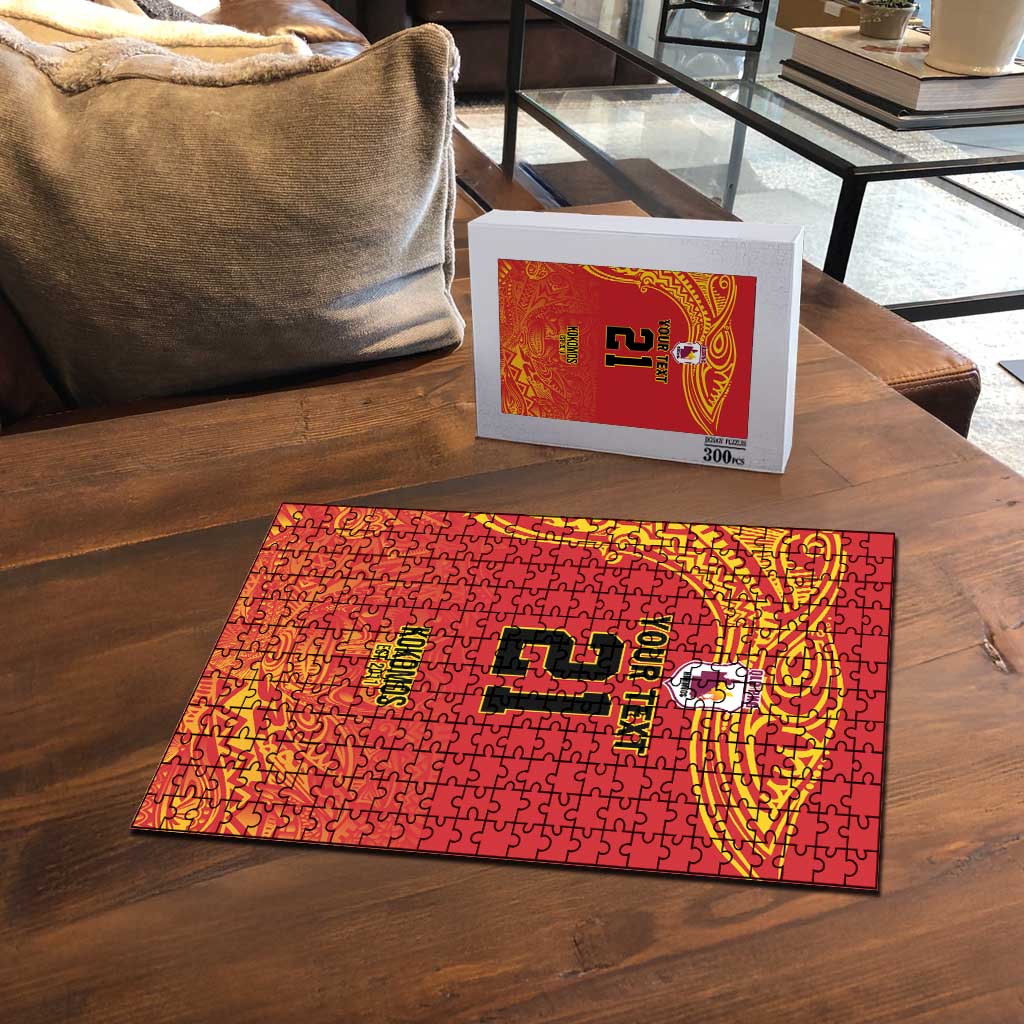 Queensland Papua New Guinea Custom Puzzle All Red Pacific PNG Tribal Style - Polynesian Pride