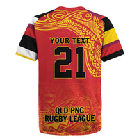 Queensland Papua New Guinea Custom Rugby Jersey All Red Pacific PNG Tribal Style LT9 - Polynesian Pride