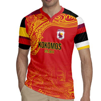 Queensland Papua New Guinea Custom Rugby Jersey All Red Pacific PNG Tribal Style LT9 - Polynesian Pride