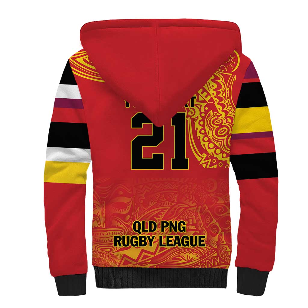 Queensland Papua New Guinea Custom Sherpa Hoodie All Red Pacific PNG Tribal Style LT9 - Polynesian Pride