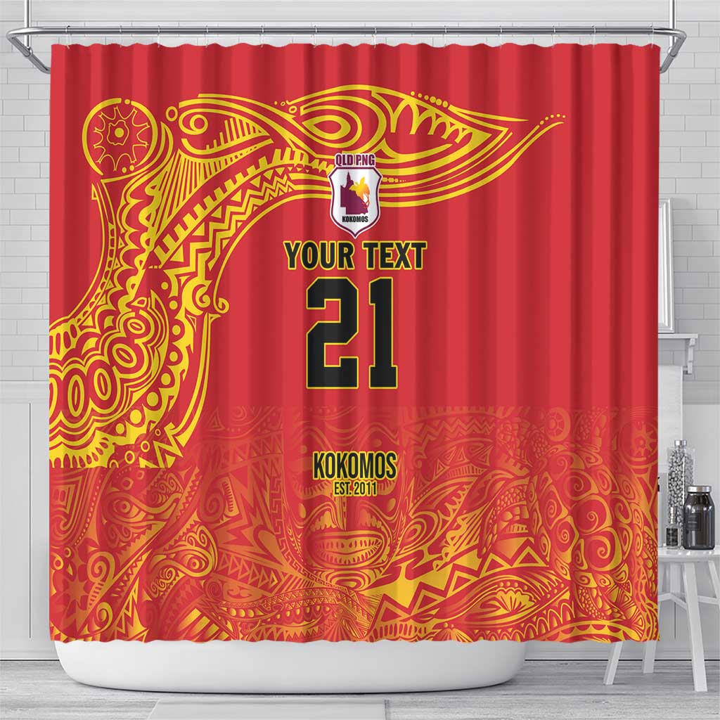 Queensland Papua New Guinea Custom Shower Curtain All Red Pacific PNG Tribal Style LT9 - Polynesian Pride