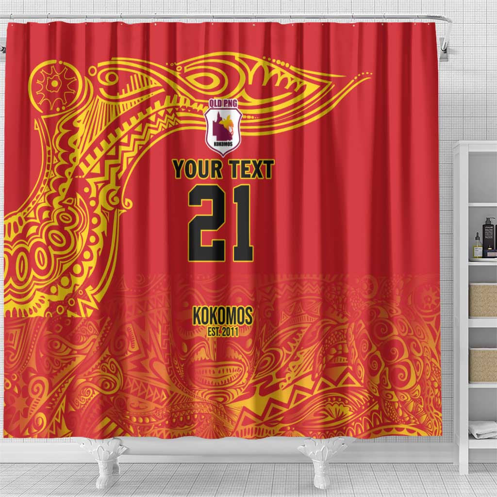 Queensland Papua New Guinea Custom Shower Curtain All Red Pacific PNG Tribal Style LT9 - Polynesian Pride