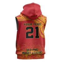 Queensland Papua New Guinea Custom Sleeveless Hoodie All Red Pacific PNG Tribal Style LT9 - Polynesian Pride
