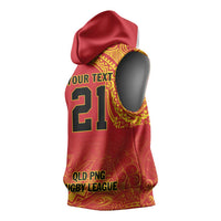 Queensland Papua New Guinea Custom Sleeveless Hoodie All Red Pacific PNG Tribal Style LT9 - Polynesian Pride