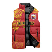 Queensland Papua New Guinea Custom Sleeveless Puffer Jacket All Red Pacific PNG Tribal Style - Polynesian Pride