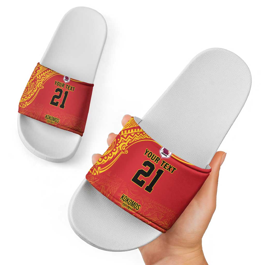 Queensland Papua New Guinea Custom Slide Sandals All Red Pacific PNG Tribal Style - Polynesian Pride