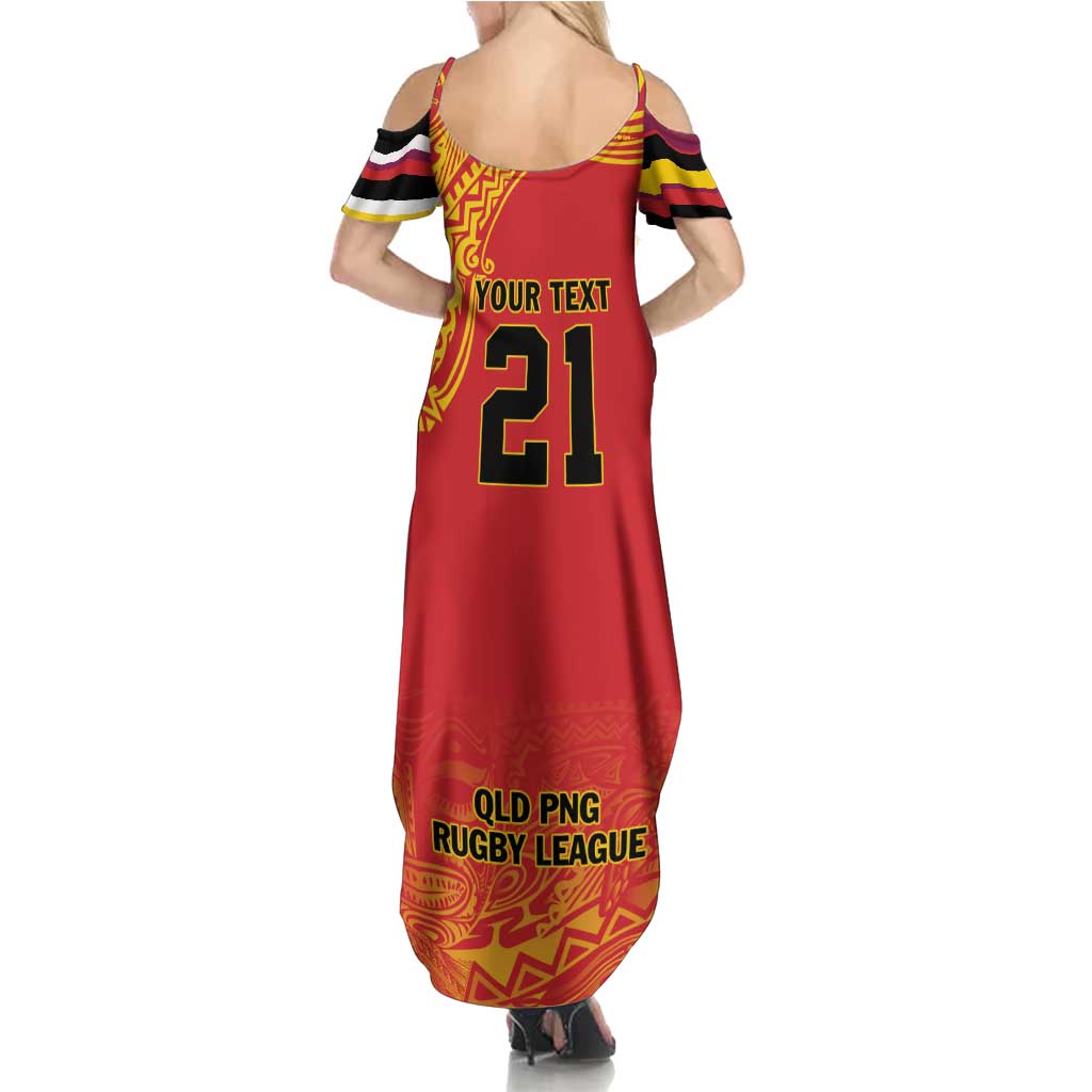 Queensland Papua New Guinea Custom Summer Maxi Dress All Red Pacific PNG Tribal Style LT9 - Polynesian Pride