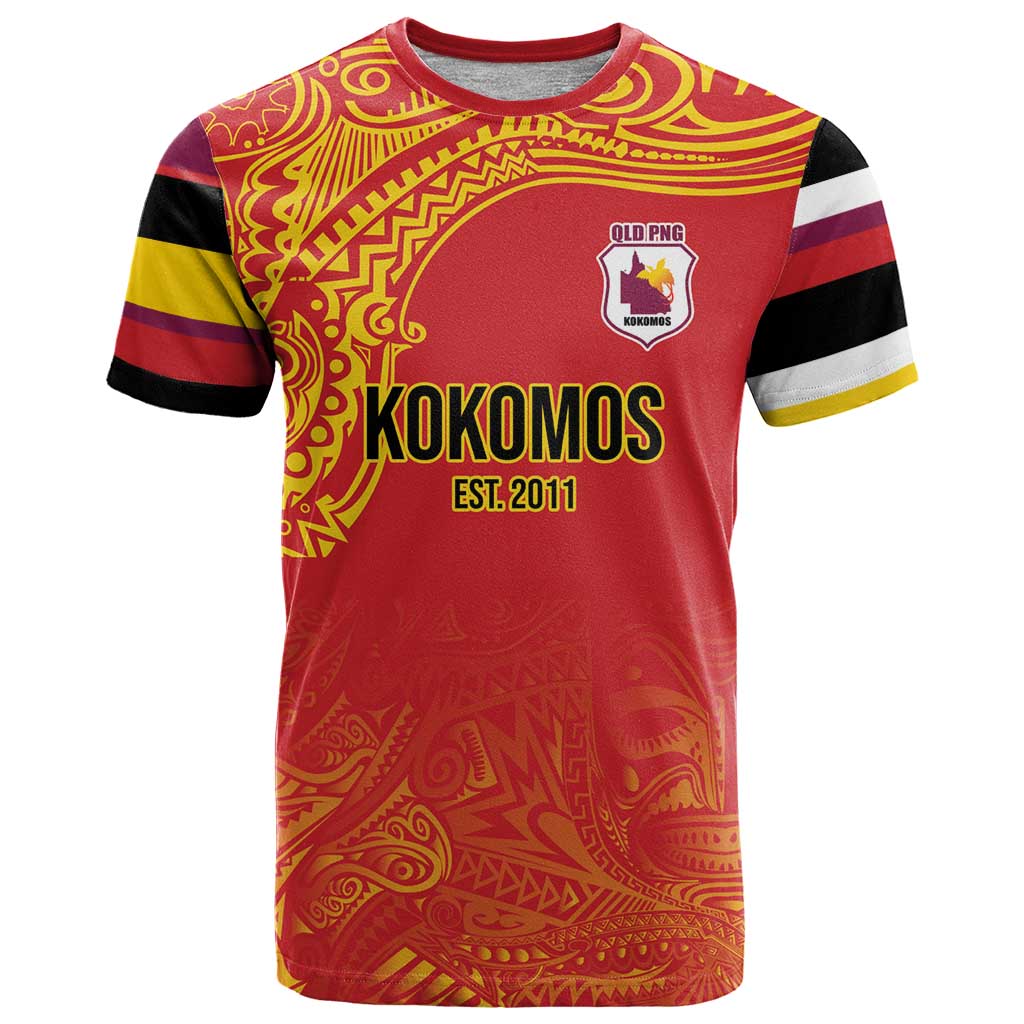 Queensland Papua New Guinea Custom T Shirt All Red Pacific PNG Tribal Style LT9 Red - Polynesian Pride