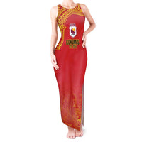 Queensland Papua New Guinea Custom Tank Maxi Dress All Red Pacific PNG Tribal Style LT9 Women Red - Polynesian Pride