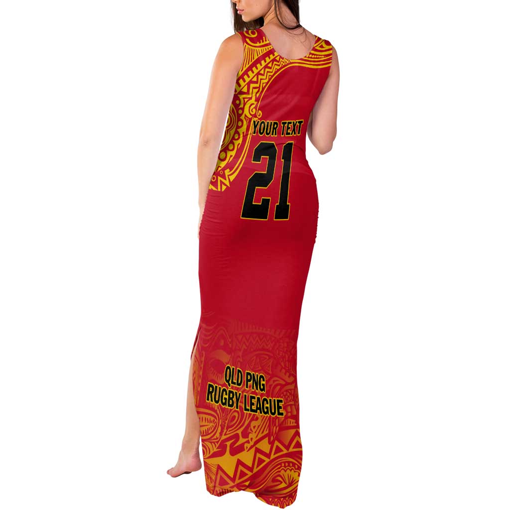 Queensland Papua New Guinea Custom Tank Maxi Dress All Red Pacific PNG Tribal Style LT9 - Polynesian Pride