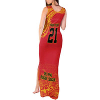 Queensland Papua New Guinea Custom Tank Maxi Dress All Red Pacific PNG Tribal Style LT9 - Polynesian Pride