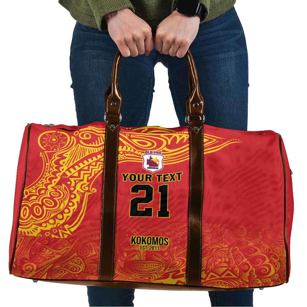 Queensland Papua New Guinea Custom Travel Bag All Red Pacific PNG Tribal Style LT9 Red - Polynesian Pride