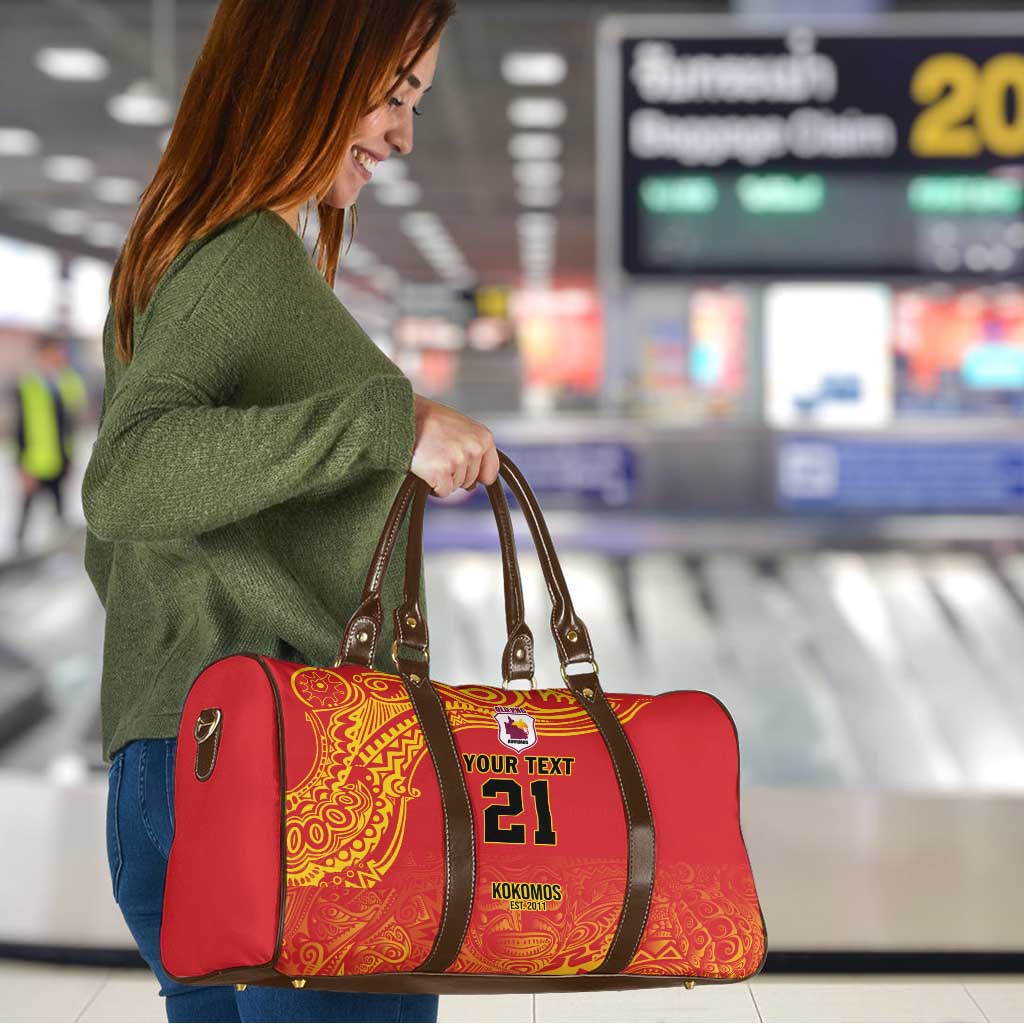 Queensland Papua New Guinea Custom Travel Bag All Red Pacific PNG Tribal Style LT9 - Polynesian Pride