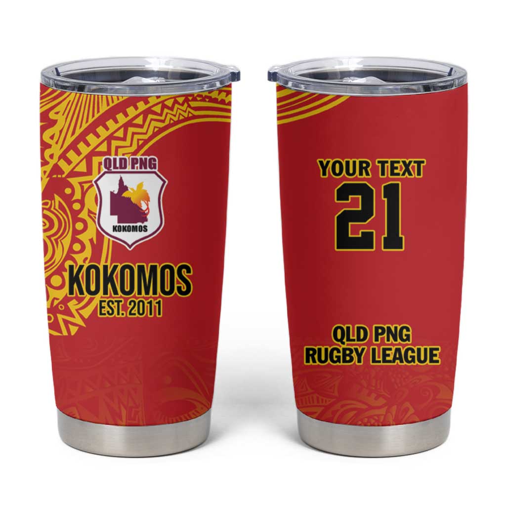 Queensland Papua New Guinea Custom Tumbler Cup All Red Pacific PNG Tribal Style LT9 Red - Polynesian Pride