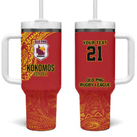 Queensland Papua New Guinea Custom Tumbler With Handle All Red Pacific PNG Tribal Style LT9 One Size: 40 oz Red - Polynesian Pride