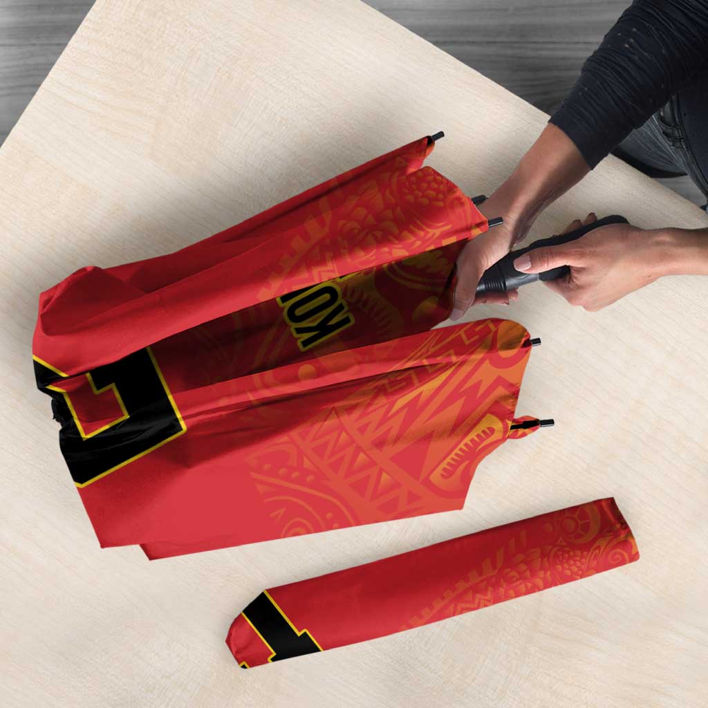 Queensland Papua New Guinea Custom Umbrella All Red Pacific PNG Tribal Style - Polynesian Pride