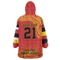 Queensland Papua New Guinea Custom Wearable Blanket Hoodie All Red Pacific PNG Tribal Style LT9 - Polynesian Pride