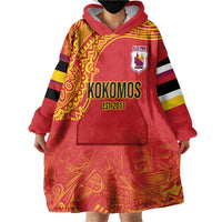 Queensland Papua New Guinea Custom Wearable Blanket Hoodie All Red Pacific PNG Tribal Style LT9 - Polynesian Pride