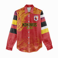 Queensland Papua New Guinea Custom Women Casual Shirt All Red Pacific PNG Tribal Style LT9 - Polynesian Pride