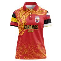 Queensland Papua New Guinea Custom Women Polo Shirt All Red Pacific PNG Tribal Style LT9 Female Red - Polynesian Pride