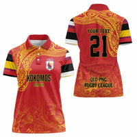 Queensland Papua New Guinea Custom Women Polo Shirt All Red Pacific PNG Tribal Style LT9 - Polynesian Pride
