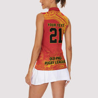 Queensland Papua New Guinea Custom Women Sleeveless Polo Shirt All Red Pacific PNG Tribal Style LT9 - Polynesian Pride