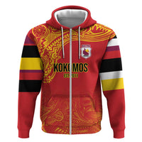 Queensland Papua New Guinea Custom Zip Hoodie All Red Pacific PNG Tribal Style LT9 Zip Hoodie Red - Polynesian Pride