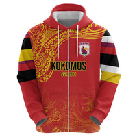 Queensland Papua New Guinea Custom Zip Hoodie All Red Pacific PNG Tribal Style LT9 - Polynesian Pride