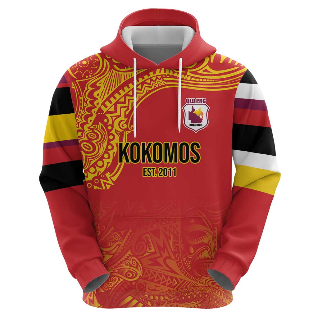 Queensland Papua New Guinea Custom Zip Hoodie All Red Pacific PNG Tribal Style LT9 - Polynesian Pride