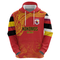 Queensland Papua New Guinea Custom Zip Hoodie All Red Pacific PNG Tribal Style LT9 - Polynesian Pride