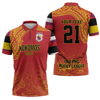Queensland Papua New Guinea Custom Zipper Polo Shirt All Red Pacific PNG Tribal Style LT9 - Polynesian Pride
