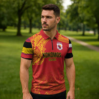 Queensland Papua New Guinea Custom Zipper Polo Shirt All Red Pacific PNG Tribal Style LT9 - Polynesian Pride