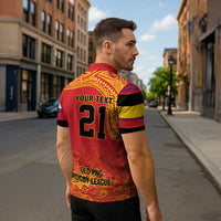 Queensland Papua New Guinea Custom Zipper Polo Shirt All Red Pacific PNG Tribal Style LT9 - Polynesian Pride