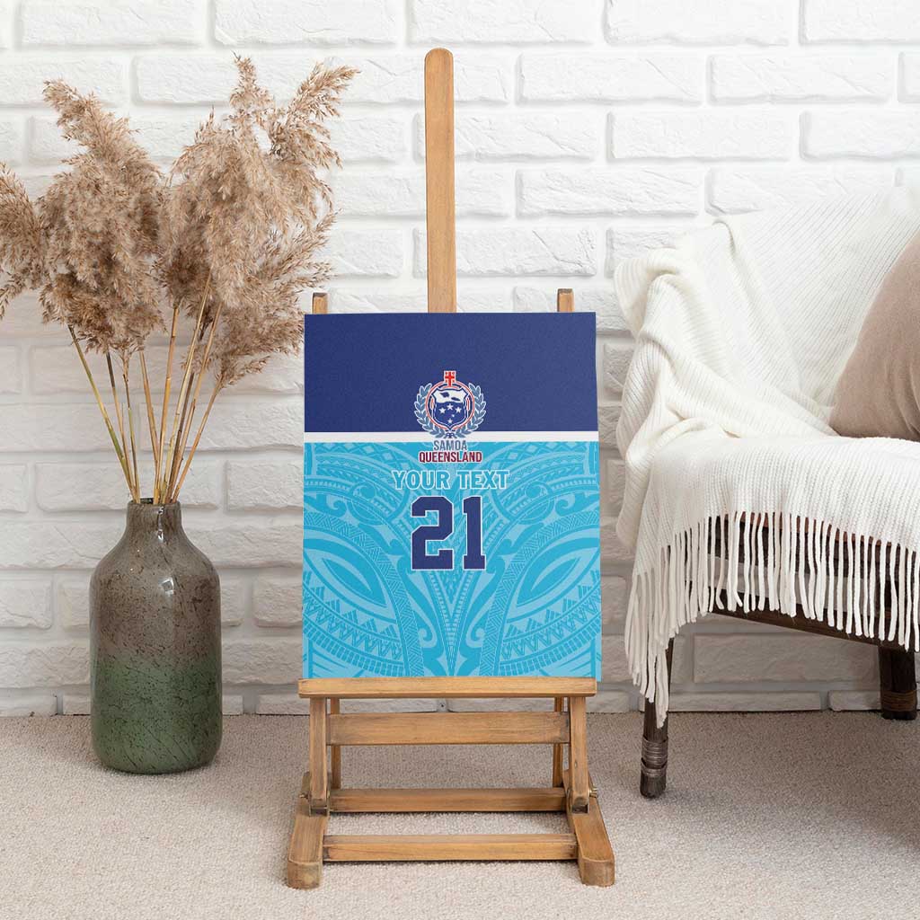 Queensland Samoa Custom Canvas Wall Art Blue Pacific Polynesian Tribal Pattern